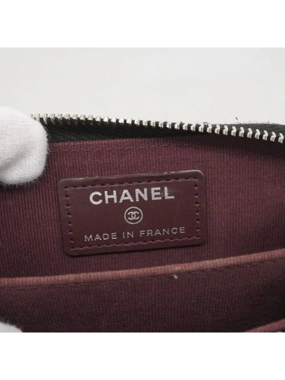Chanel Coin Case Quilted Caviar Leather Black Silver
